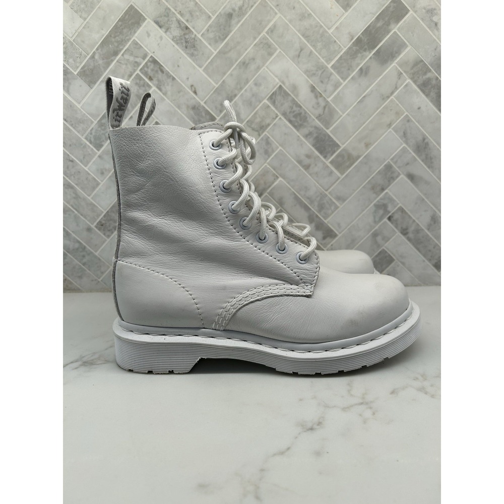 White Leather Lace-Up Women's Combat Boots